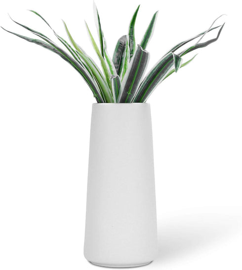VanEnjoy 7" High Desktop Minimalist White Ceramic Vases Home Office Decoration Frosting Finish Vase...