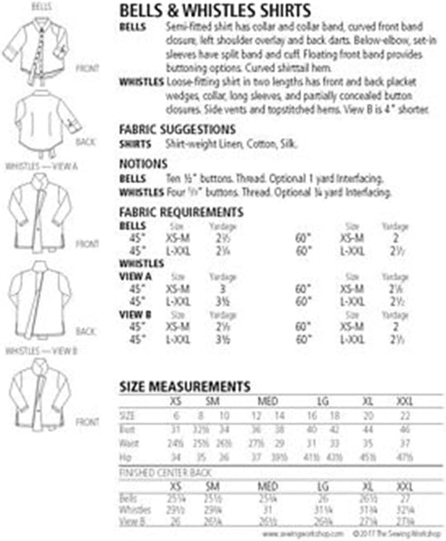 The Sewing Workshop Bells & Whistles Pattern, White...