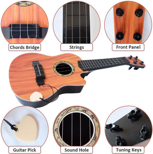 Kids Ukulele Toy Guitar 4 String,17 inch Mini Guitar Children Musical Instruments Educational Kids Toy Guitar for Toddler Beginners Learning Toy f...