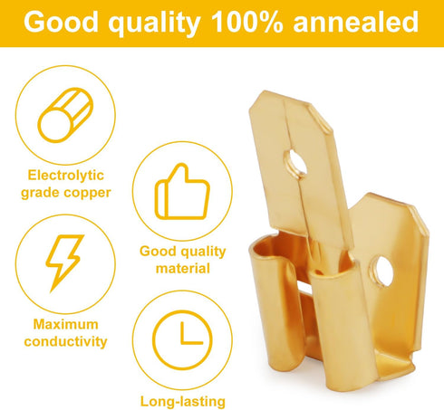 25pcs Electrical Double Male Female Adapter, Piggyback Spade Connectors to Single Female Brass 3 Way Adapter Dual Male Electrical Double Male Fema...