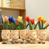 WUZHOU Tulip Plush Toy, 13.7" Flower Pot Stuffed Plushie Pillow Decoration, Soft Fluffy Toy Succulent Plants Friend Throw Pillow, Multicolor (Blue...