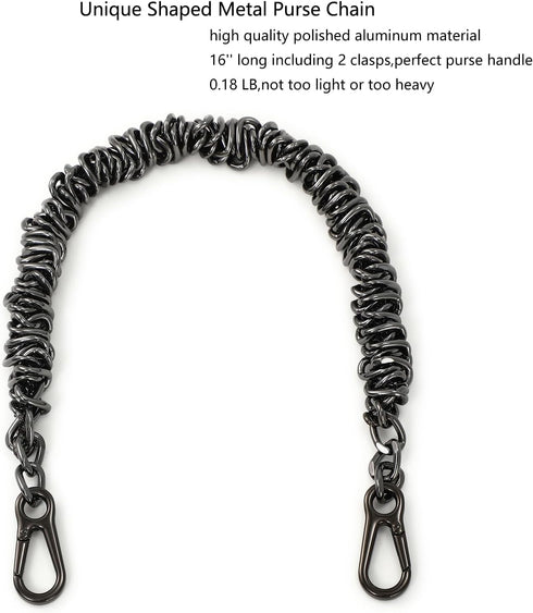 Unique Metal Bag Chains Purse Handles Shoulder Strap Replacement Accessories Charms for Handbags(Black 16 Inch)...