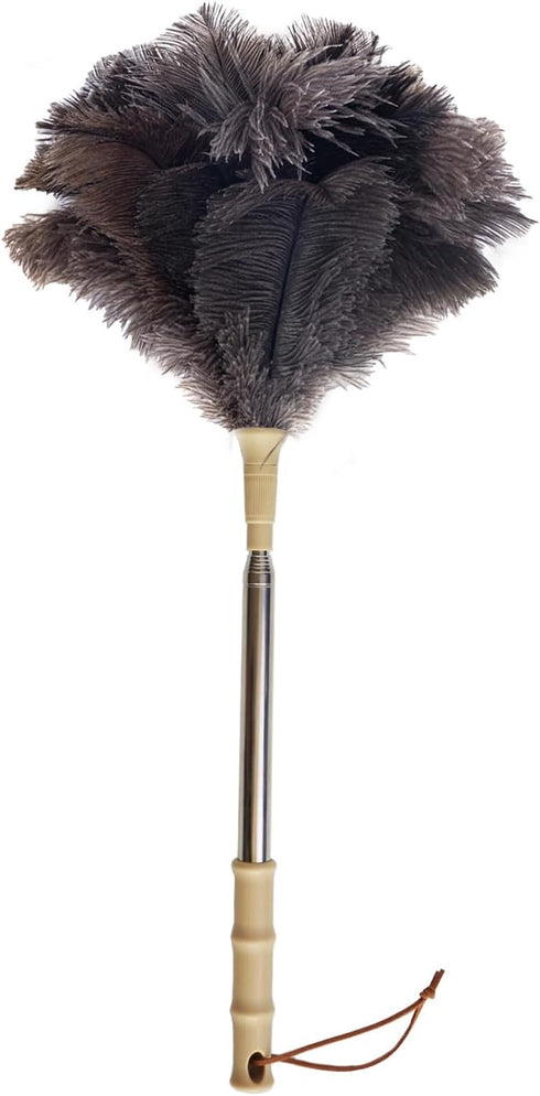Aldwin Ostrich Feather Duster with Extension Pole Up to 43 inch, Genuine Fluffy Natural Reusable Handheld Feather Dusters for Cleaning Supplies, W...