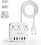 European Plug Adapter, Unidapt US to UK Europe Power Strip for EU/UK/US with USB C and 4 USB Ports, 3 AC Outlets, Wall Mountable, 5ft Extension Co...