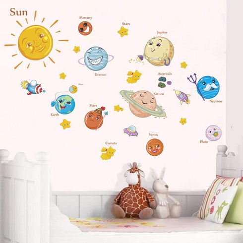 Amaonm Kids Room Wall Art Decor Decals Cartoon Removable Universe, Space, Planet, Solar System, Galaxy DIY Home Wall Stickers Decals Murals for Be...