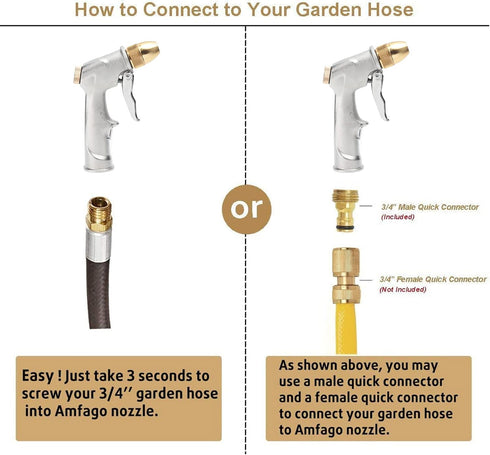 High Pressure Hose Nozzle, 4 Modes Metal Handheld Water Nozzle Sprayer with Fittings, Water Sprayer for Garden Watering Car Washing...