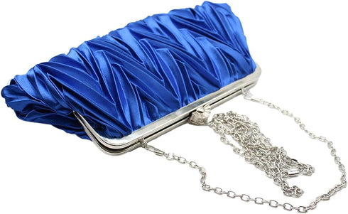 Tngan Women Pleated Satin Clutch Bride Purse Elegant Rhinestone Evening Bag Banquet Party Handbag...