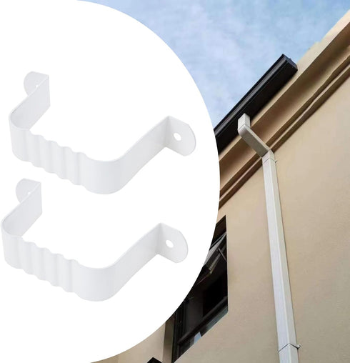 2pcs Aluminum Alloy Downspout Gutter with Screws Downspout Strap Downspout Adapter Leader Strap for 2x3 Inch Rain Gutter Downspout Extension...