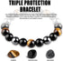 HOZEAL Triple Protection Bracelet, Black Obsidian Tiger Eye Stone Hematite Wealth Bracelets for Men Women for Bring Luck and Prosperity, Beaded Bu...