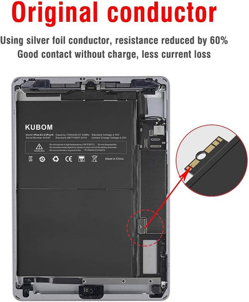 KUBOM Replacement Battery for iPad Air or iPad 5th 6th 7th, Full 8827mAh 0 Cycle Battery - Include Complete Repair Tool Kits [A1474?A1475?A1476?A1...