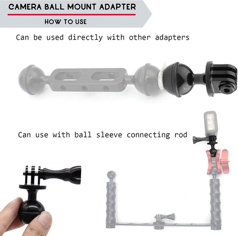 Ball Mount Adapter,Compatible with RAM Ball Head Mounts Compatible Gopro Series/AKASO/DJI/OSMO/SJCAM Sports Camera,Aluminum Alloy Ball Action Came...