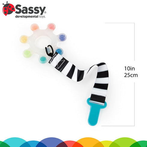 Rainbow Star Teether with Keeper | Textured Silicone Teether for Teething | ages 3+ Months and Up...