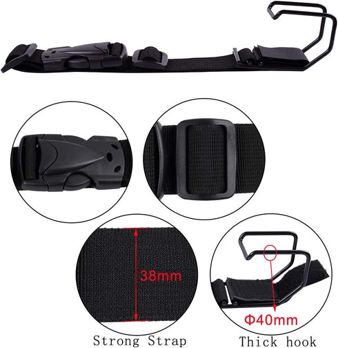 Vigorport Luggage Hook Strap,J Hook for add a Bag Luggage,Multi Adjustment Bag Strap Hook with Hands Free(Black-Large Size)...