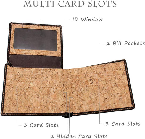 boshiho RFID Blocking Cork Wallet, Slim Bifold Vegan Credit Card Holder Coin Purse Eco Friendly Gift for Men and Women...