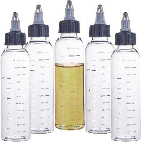 BENECREAT 12 Pack 110ml Transparent Plastic Dispensing Bottle with Twist Cap and Graduated Measurement for Liquids, Inks, Oils, Arts and Crafts...