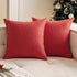 Woaboy Set of 2 Red Outdoor Throw Pillow Covers Decorative Farmhouse Linen Pillowcase Solid Waterproof Cushion Cases for Bedroom Living Room Sofa ...