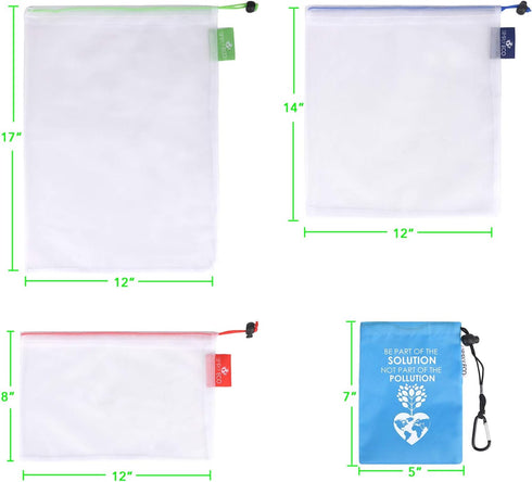 Reusable Bags - Zero Waste & Color-Coded Mesh Produce...