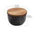 Salt Box Salt cellar with spoon Black Marble Base Natural Acacia Top Decorative Boxes Spice Seasonings Keeper Salt Container Elegant Design Salt C...