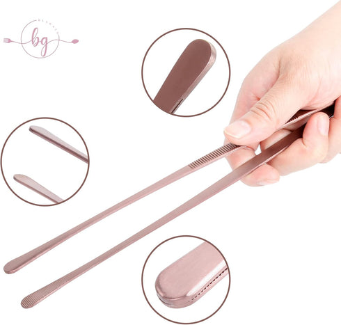 Fine Tweezer Tongs Stainless Steel, 12-inch Long Tweezer Tongs for Cooking, Multi-use Kitchen Tweezers for Frying & BBQ, Rose Gold...