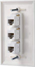 IBL - Cat6 Keystone Ethernet Wall Plate Female to Female - White (3 Port Cat6)...