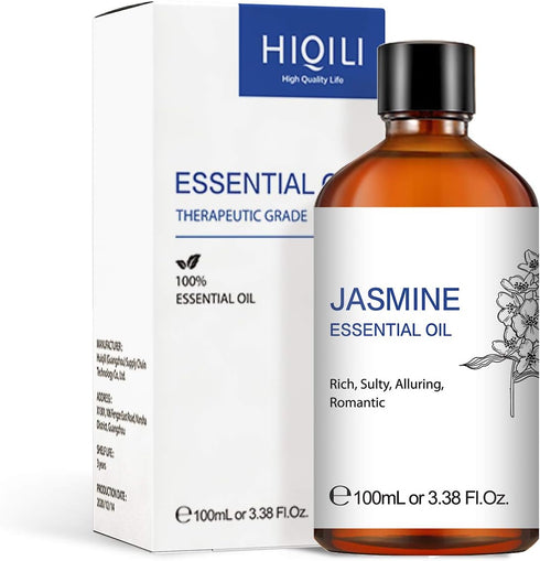HIQILI Jasmine Essential Oil, Pure & Natural Jasmine Oil for Diffuser, Perfume, Shampoo, Aromatherapy - 3.38 Fl Oz...