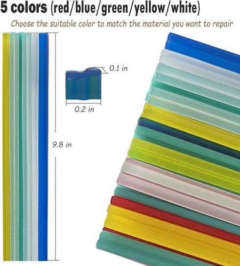 106pcs Plastic Welding Rods ABS PP PU PE PA PC TPO 7 Types of Plastic Welder Rods for Car Bumper Kayak Repair Kit with Reinforcing Stainless Steel...