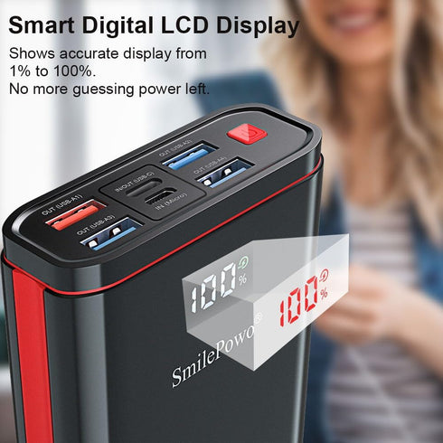 SmilePowo Portable-Charger-Power-Bank,PD 22.5W 26800mAh,Output 5V 3A LCD Digital Display Fast Charging Power Bank,Compatible with iPhone,Samsung G...