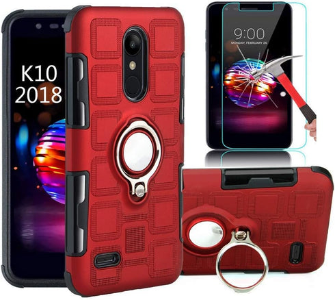 Case Compatible with LG Stylo 4/Q Stylo/Stylus 4/Stylo 4 Plus with HD Screen Protector,Dual Layer Shockproof Case with 360 Degree Ring Kickstand F...