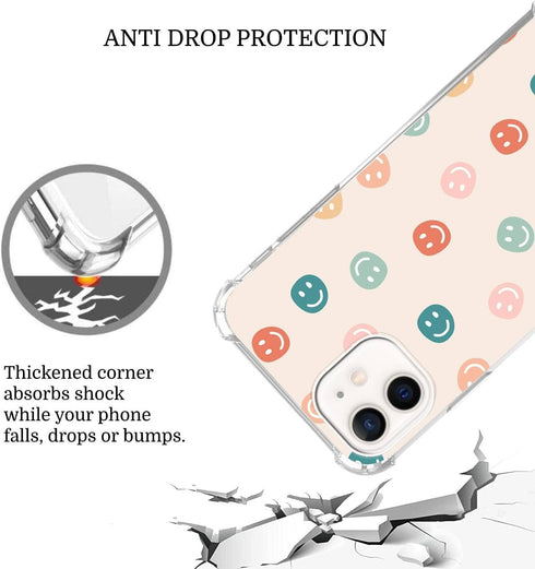 Cute Colorful Retro Smile Face Cover for iphone 11 Pro, Cute smile face for Women Girls, Unique Trendy TPU Bumper Cover Case for iphone 11 Pro...