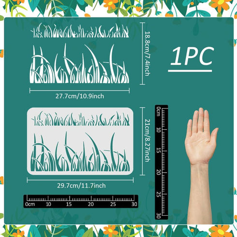 FINGERINSPIRE Grass Stencil for Painting 11.7x8.3" Blade Grass Template Reed Grass Landscape Stencil Cattail Leaves Drawing Stencil Plant Green Ca...