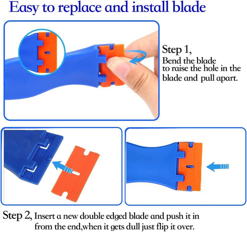 3Pack Plastic Razor Blades Scraper Tool (1Spatula)10 Double Edged blades,No Scratch Sticker Removal Scraper for Cleaning Adhesive Label Decal Glue...