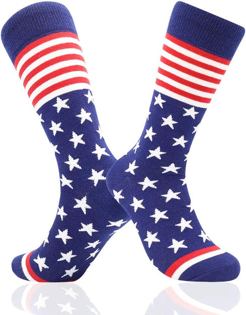 BISOUSOX American Flag Socks Mens Dress Socks 9-12 Funny Crazy Novelty Business Wedding Crew Groomsman President Sock...