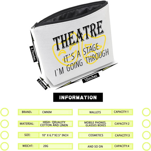 CMNIM Drama Makeup Bag Comedy Tragedy Mask Gift For Drama Theater Lover Cosmetic Pouch Bag Theatre It's A Stage I'M Going Through (LOVE Drama Make...