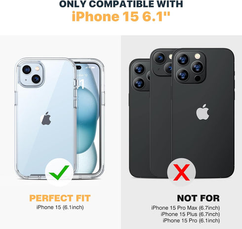 Diaclara Designed for iPhone 15 Case, Full Body Rugged Case with Built-in Touch Sensitive Anti-Scratch Screen Protector, with Camera Lens Protecto...