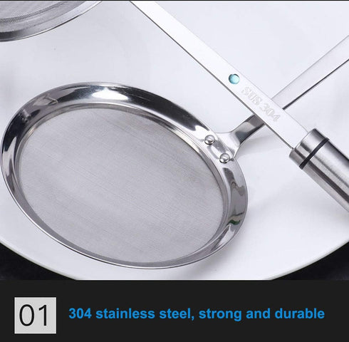 Strainers Fine Mesh, SUS 304 Premium Stainless Steel Fine Mesh Food Strainer Kitchen Colander Sieve Sifter Hand-held Oil Spoon Seives with Good Gr...