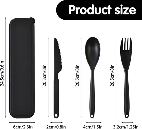 Reusable Utensil Set with Case, 2 Sets Large Portable Plastic Spoons Fork Knife Camping Utensils Silverware for Lunch Box Accessories for Kids Adu...