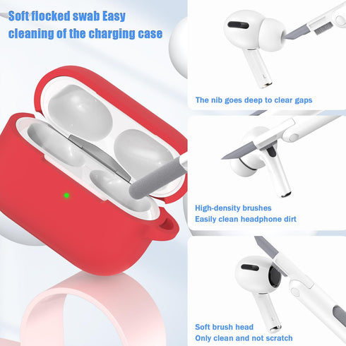 AirPods Pro Case Cover, Military Grade Anti-Fall Soft Silicone Shock-Absorbing Protective AirPods Pro 2nd/1st Generation Case with Keychain and Cl...