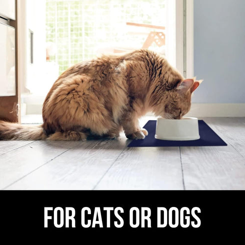 Gorilla Grip 100% Waterproof Raised Edge BPA Free Silicone Pet Feeding Mat, Dog Cat Food Mats Contain Spills Protects Floors, Placemats for Cats a...