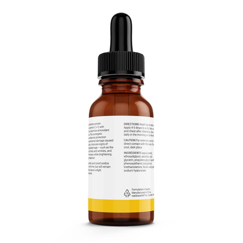 Advanced Skincare Serum, Non-Greasy & Organic Formula, Deeper Skin Penetration. Contains 15% Vitamin C, 1% Vitamin E, 0.5% Ferulic, and 9% Hyaluro...