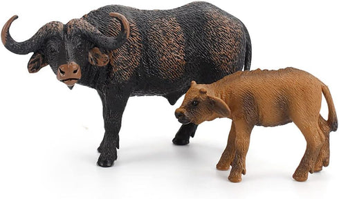 3 Pcs African Safari Bull Action Figure Toy, Realistic Buffalo Figurines Collection Playset Preschool Science Educational Learn Cognitive Props?...