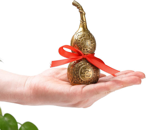 BRABUD Chinese Good Luck Wu Lou/Hu Lu Gourd/Cucurbit for Wealth Peaceful Copper Statue Collectible Figure Sculpture Charm Amulet...