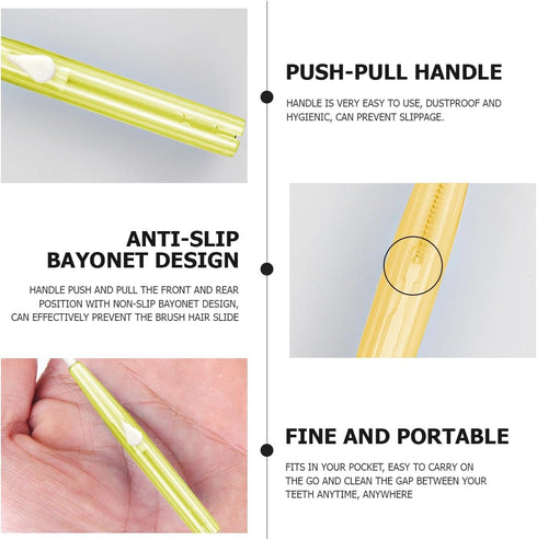 60PCS Oral Dental Hygiene Brush Tooth Cleaning Tool Soft Toothpick Interdental Brush Push-Pull Type Tooth Flossing Head for Braces...