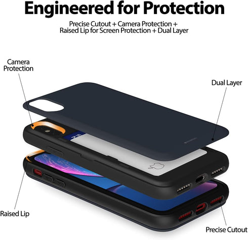 GOOSPERY Magnetic Secure Bumper Compatible with iPhone Xs / X Case, Card Holder Wallet Case, Easy Magnet Auto Closure Dual Layer Protection, Navy...