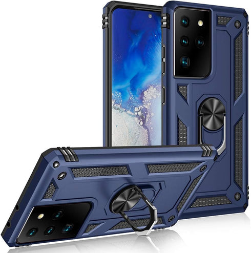 Military Grade Drop Impact for Samsung Galaxy S21 Ultra Case Galaxy S21 Ultra 5G Case 6.8 inch Metal Rotating Ring Kickstand Holder Armor Heavy Du...
