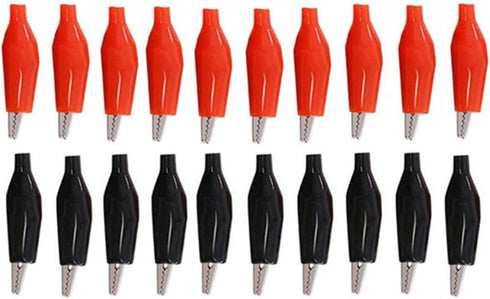 20Pcs Alligator Clips Black Red Soft Insulated Boots Covered Test Lead Clamp-(large)...