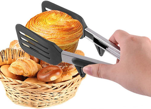 Kitchen Tongs 9 inches and 12 inches Fish Spatula Stainless Steel Locking with Silicone Tips Cooking Salad Buffet BBQ Serving Tongs Heat Resistant...