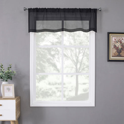 Tollpiz Sheer Valance Linen Textured Bedroom Valance Curtains Sheer Light Filtering Rod Pocket Voile Curtain Valances for Living Room, 54 x 16 inc...