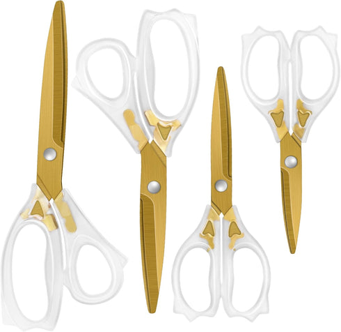 Acrylic Scissors, Ultra-Sharp Titanium Coated Blades and Ergonomic Clear Handle, Four Different Size All Purpose Scissors, Modern Design for Craft...
