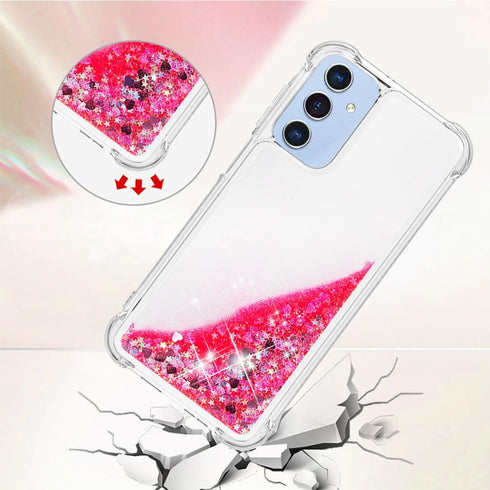 Case for Samsung Galaxy A15 5G Case Glitter Liquid Cute Clear Phone Case Floating Quicksand Shockproof Protective Bumper Soft TPU Case for Samsung...