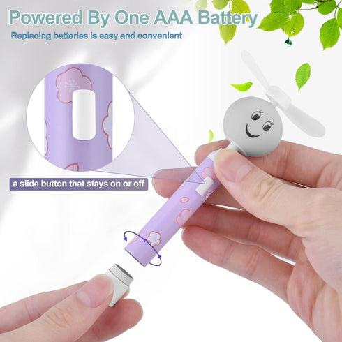 Handheld Mini Fan, Small Portable Pocket Fan, Creative Smiley Face Shaped Personal Fan Replaceable Battery Hand held Fan Cute Little Fan for Girls...